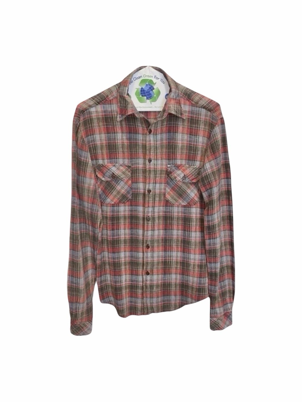 Vintage 90s Mad Man Plaid Cotton Gauze Button Up Shirt Mens Size Medium
